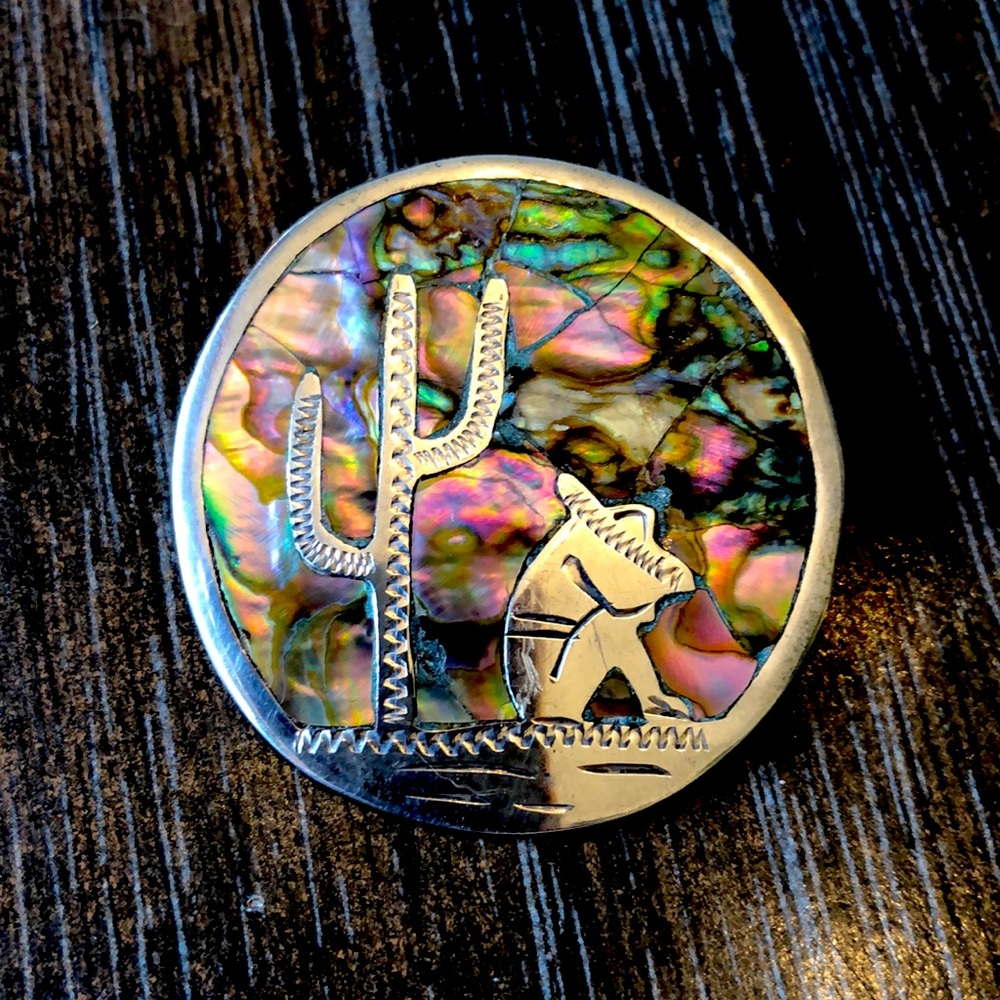 VNT Mexican INLAY abalone sterling pin/pendant